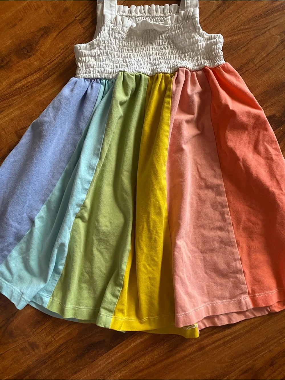 Hanna Andersson Girls Sleeveless Smock Rainbow Sundress Size 5 Girly Cottagecore